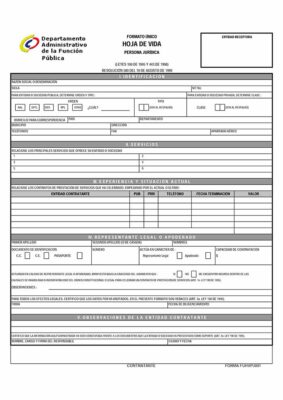 Formato Único de Hoja de Vida Persona Jurídica