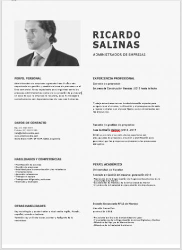 Hoja de vida para administradores de empresas
