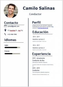 Hoja de vida para Conductor